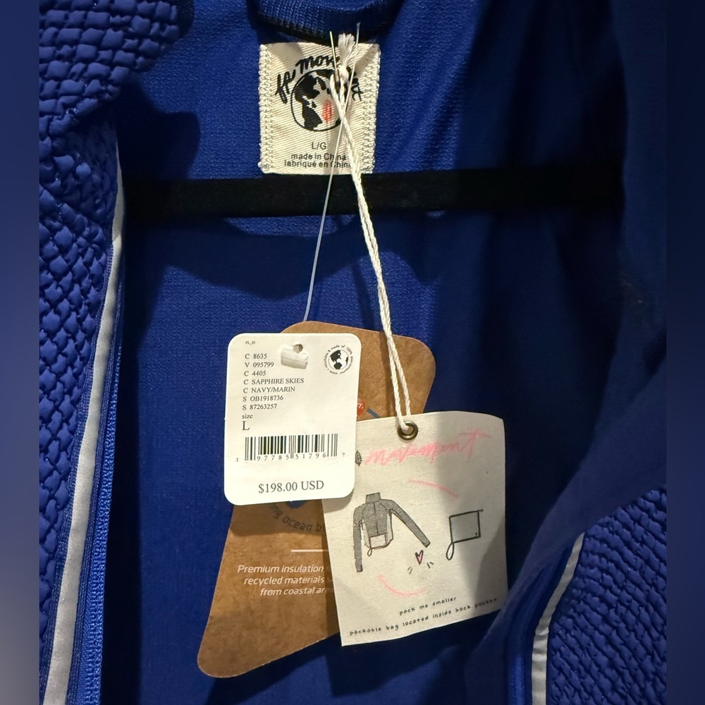NWT FREE PEOPLE Packable blue athletic runner running outdoor light jacket - Picture 7 of 9